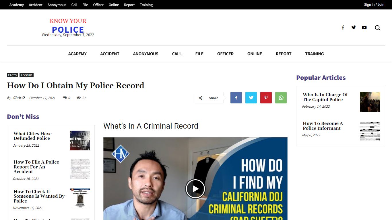 How Do I Obtain My Police Record - KnowYourPolice.net